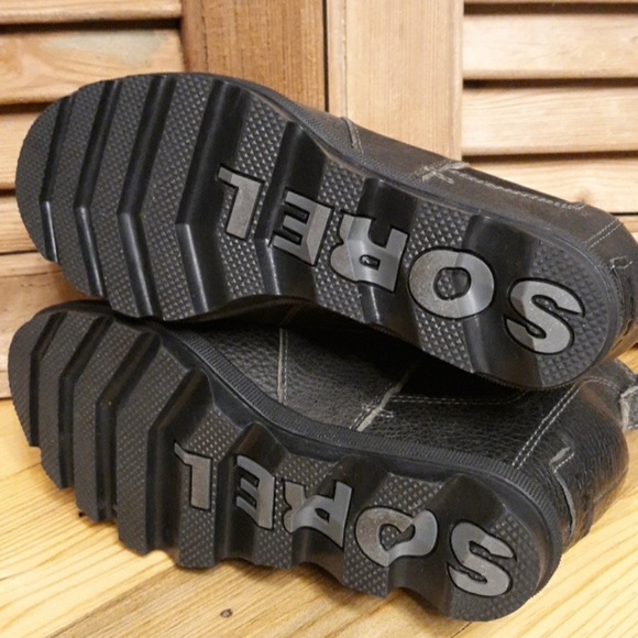 SALE!! SOREL Joan Of Artic Chelsea Black Leather Wedge Bootie - Picture 2 of 3